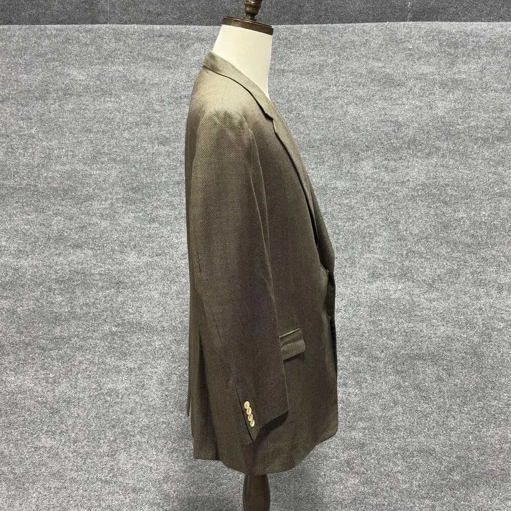 Vintage Hickey Freeman Boardroom Blazer Mens 46 Long Brown Wool Made in USA